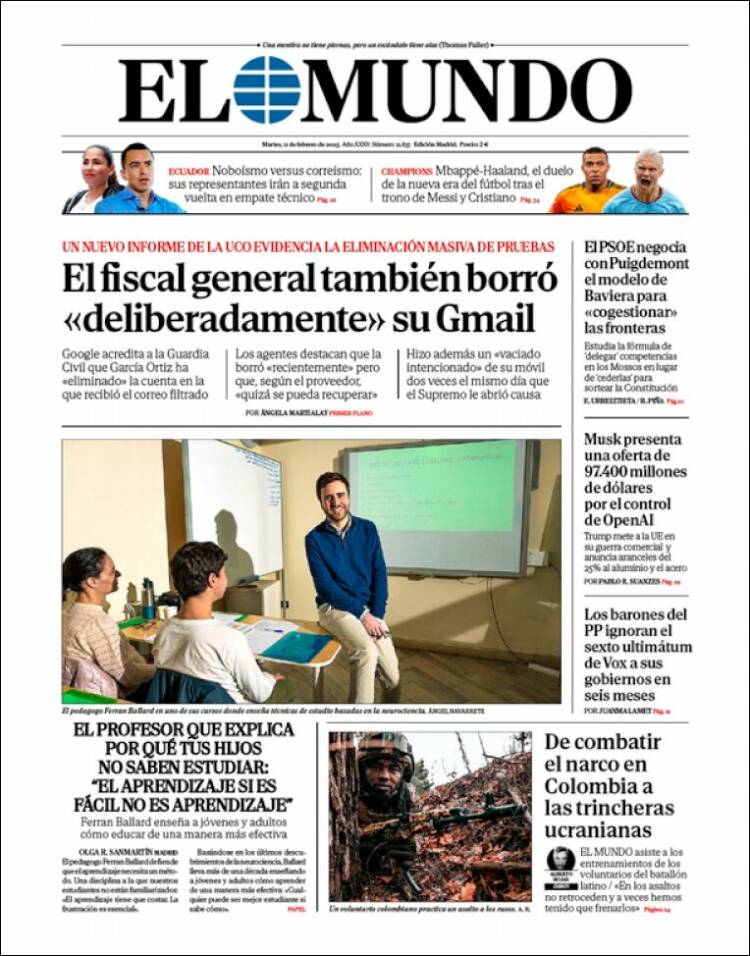 Portada de El Mundo (Spain)