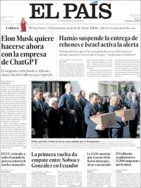 Portada de El País (Espagne)