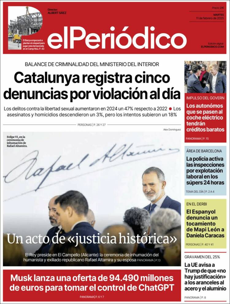 Portada de El Periódico (Spain)