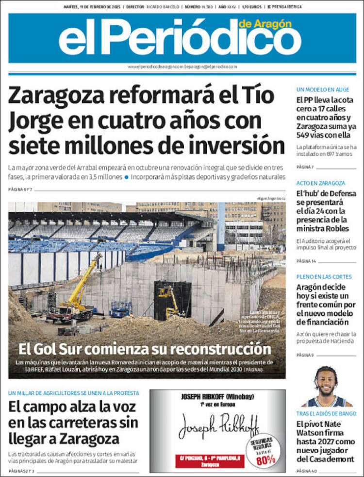 Portada de El Periódico de Aragón (Spain)