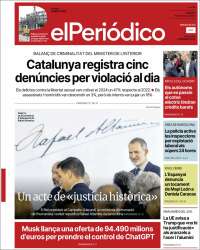 Portada de El Periódico de Catalunya (Espagne)