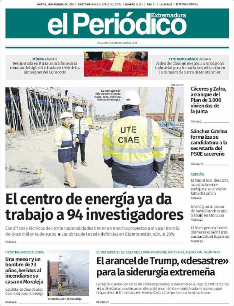 Portada de El Periódico de Extremadura (España)