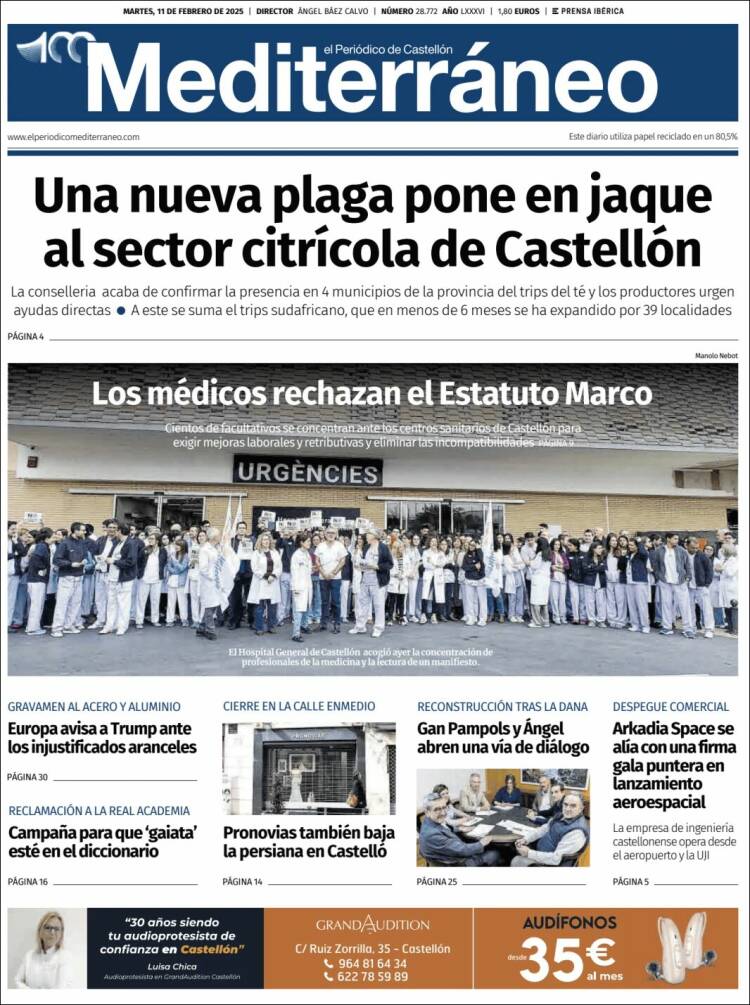 Portada de El Periódico Mediterraneo (España)