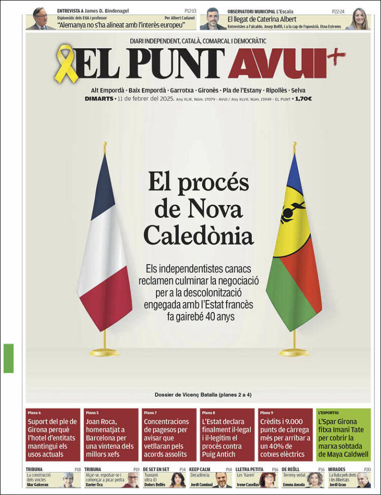 Portada de El Punt Avui - Girona (España)