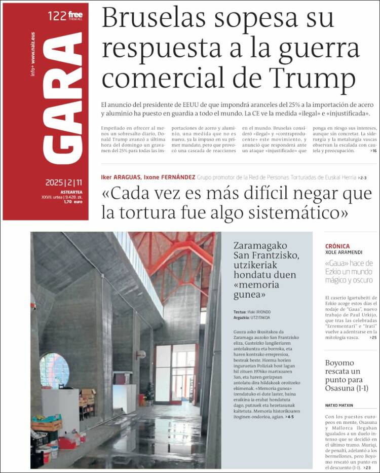 Portada de Gara (España)