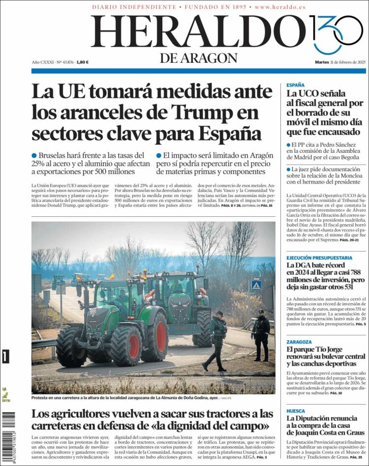 Portada de Heraldo de Aragón (Espagne)