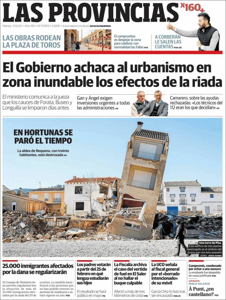 Portada de Las Provincias (Espagne)