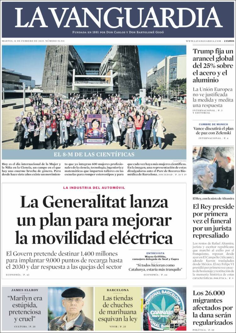 Portada de La Vanguardia (Espagne)