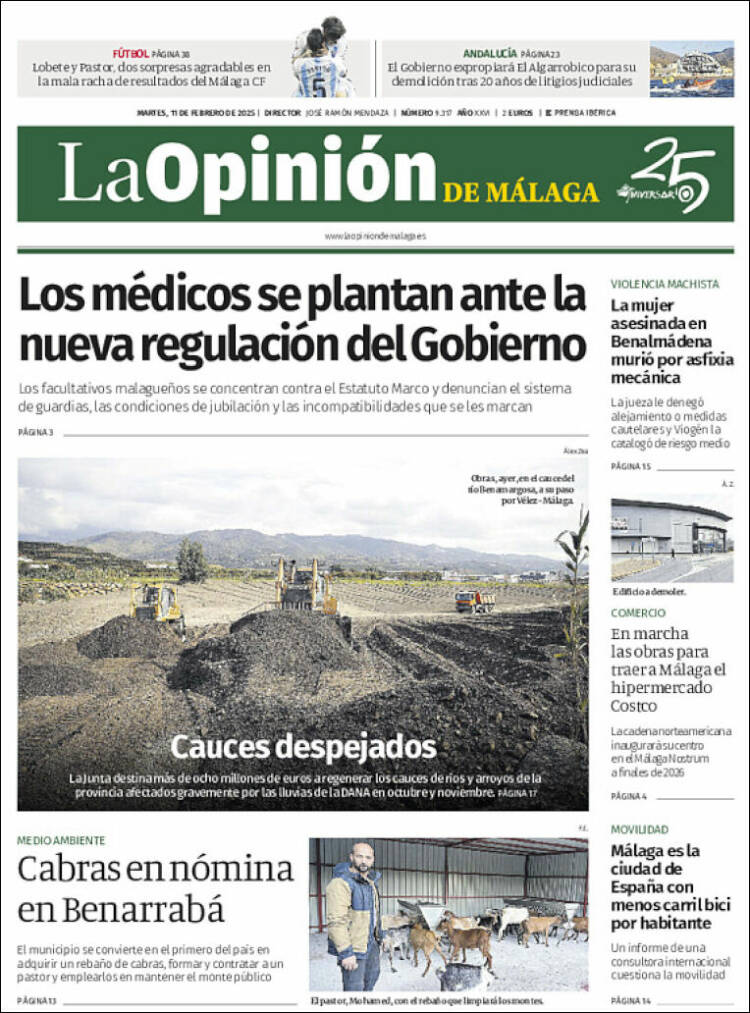 Portada de La Opinión de Málaga (Espagne)