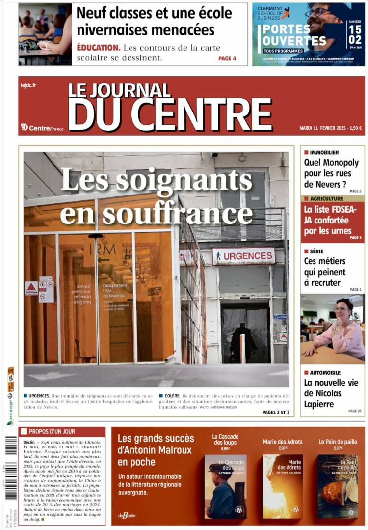 Portada de Le Journal du Centre (Francia)