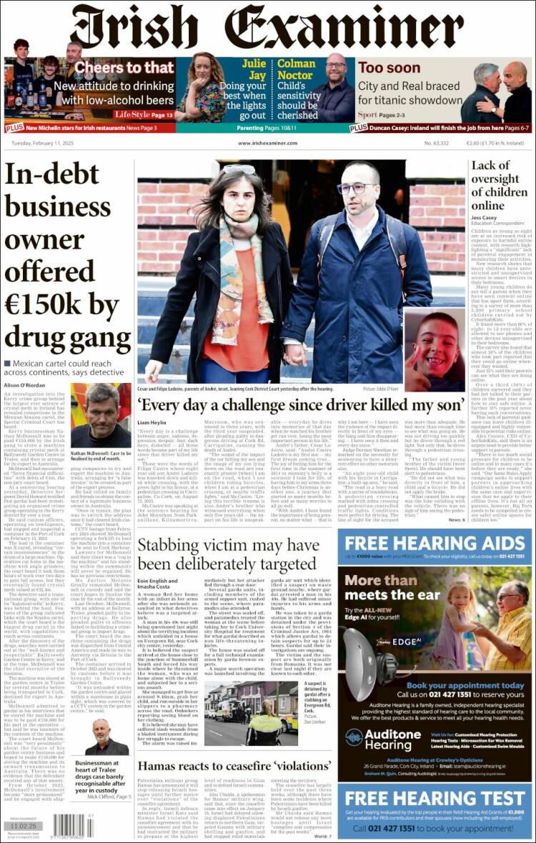 Portada de Irish Examiner (Ireland)