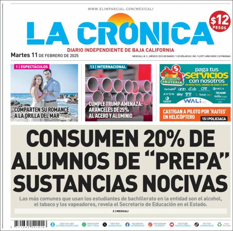 Portada de La Crónica de Baja California (México)