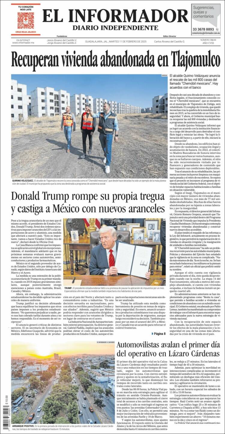 Portada de El Informador (México)