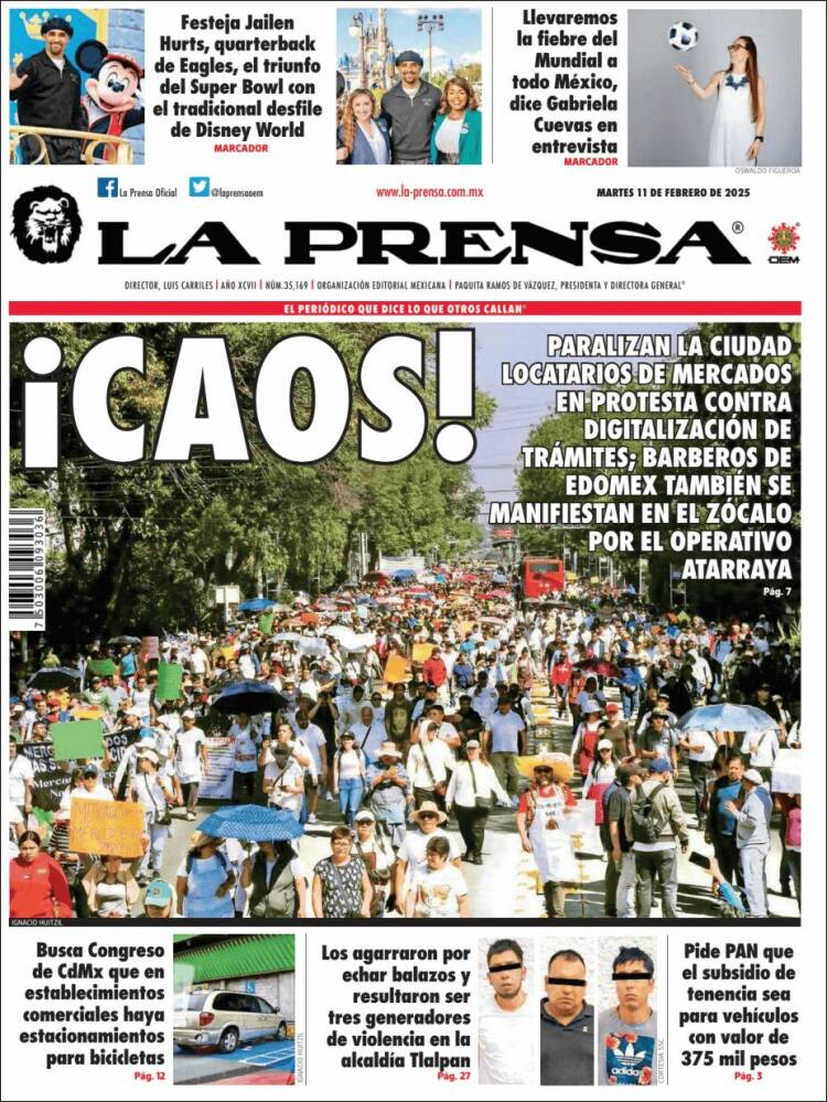 Portada de La Prensa (Mexique)