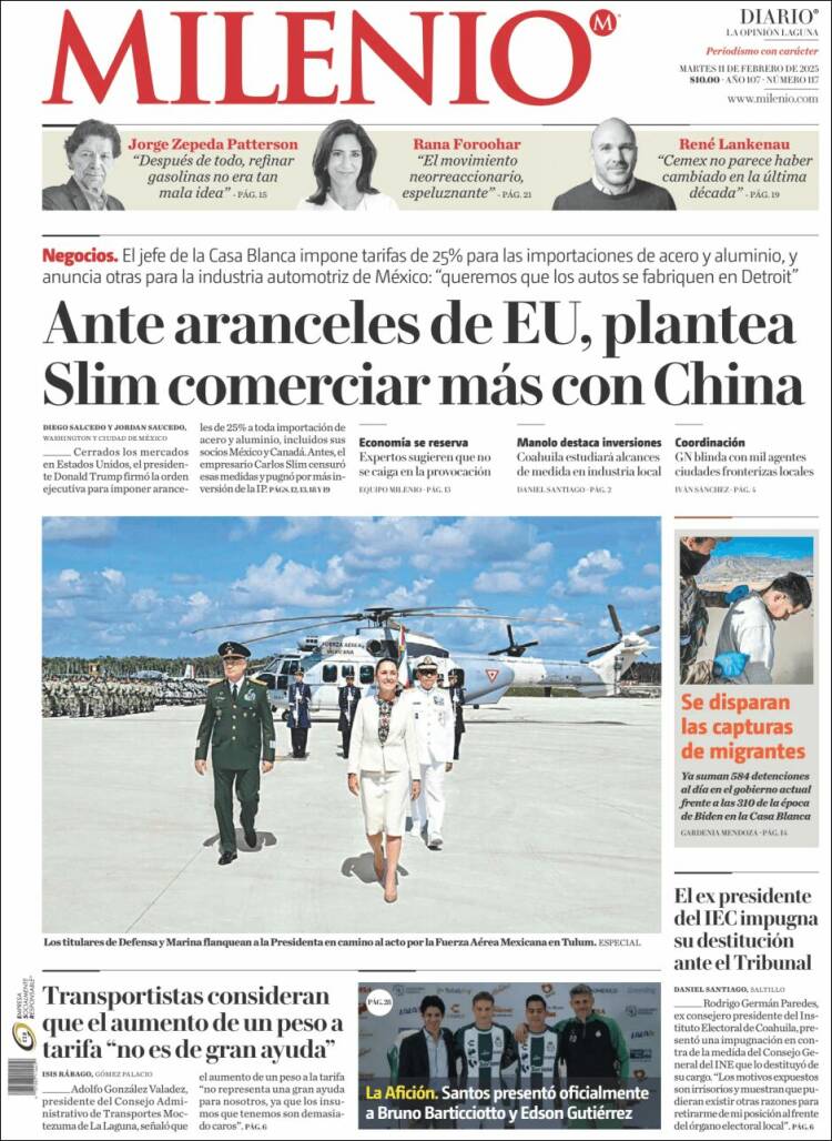 Portada de Milenio - Laguna (México)