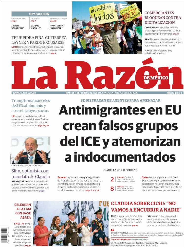 Portada de La Razón (Mexique)