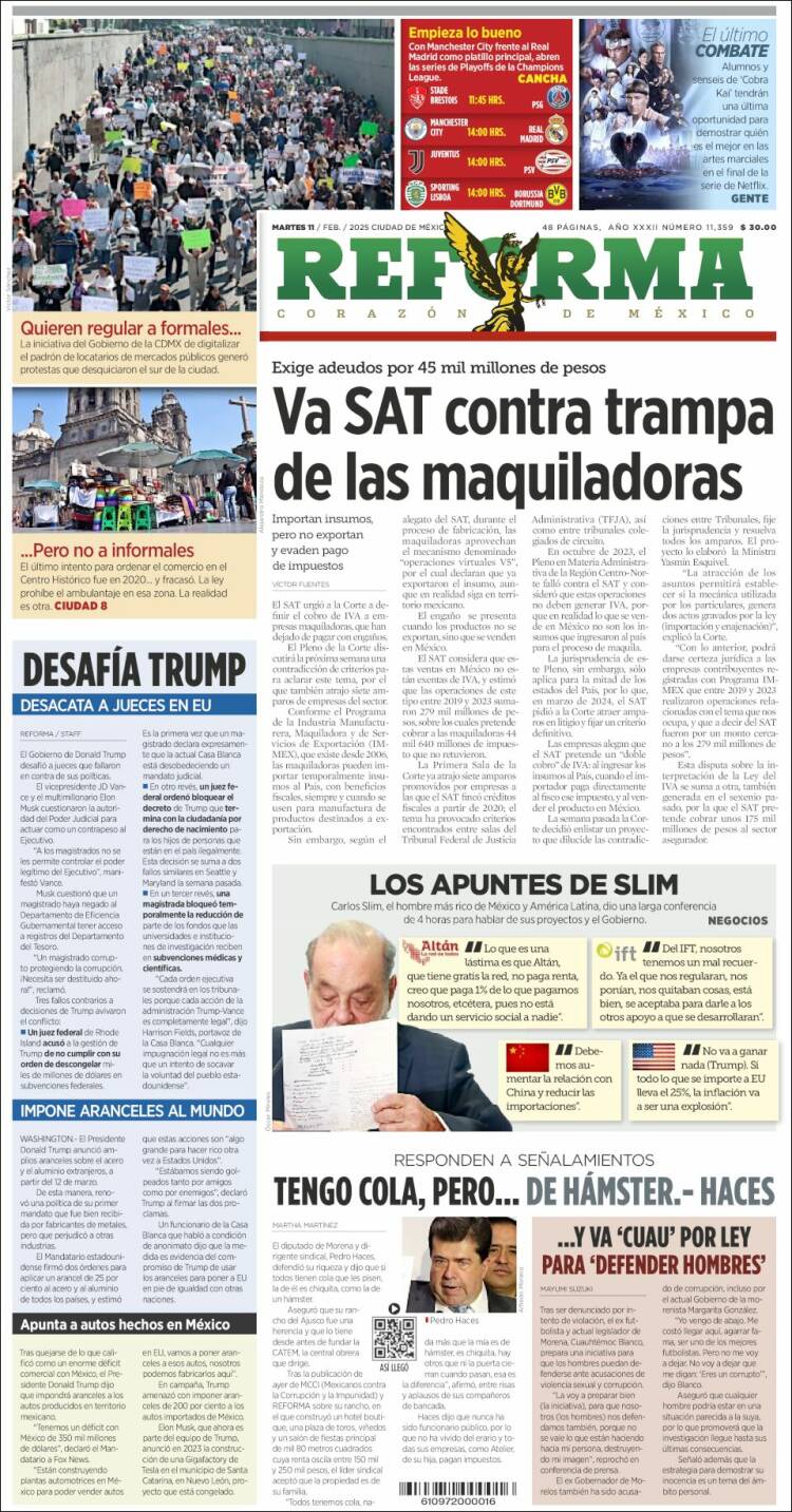 Portada de Reforma (México)