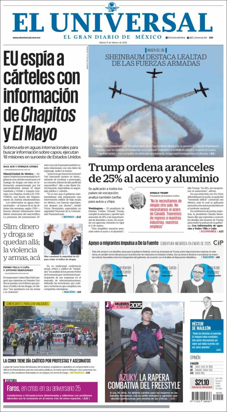 Portada de El Universal (Mexique)