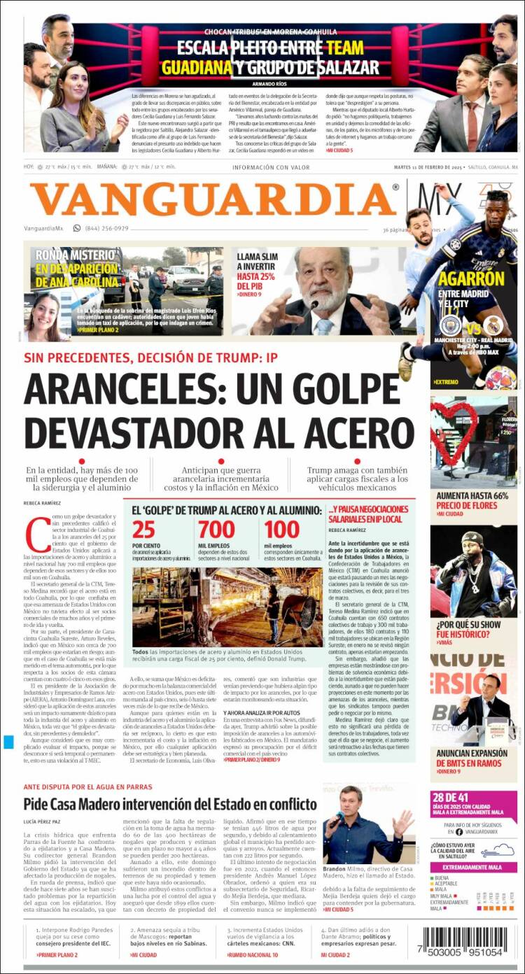 Portada de Vanguardia (México)