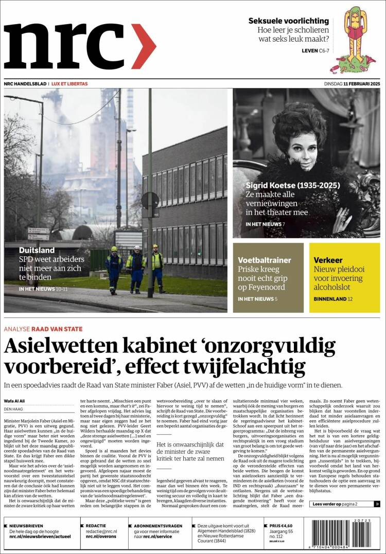 Portada de NRC Handelsblad (Pays-Bas)