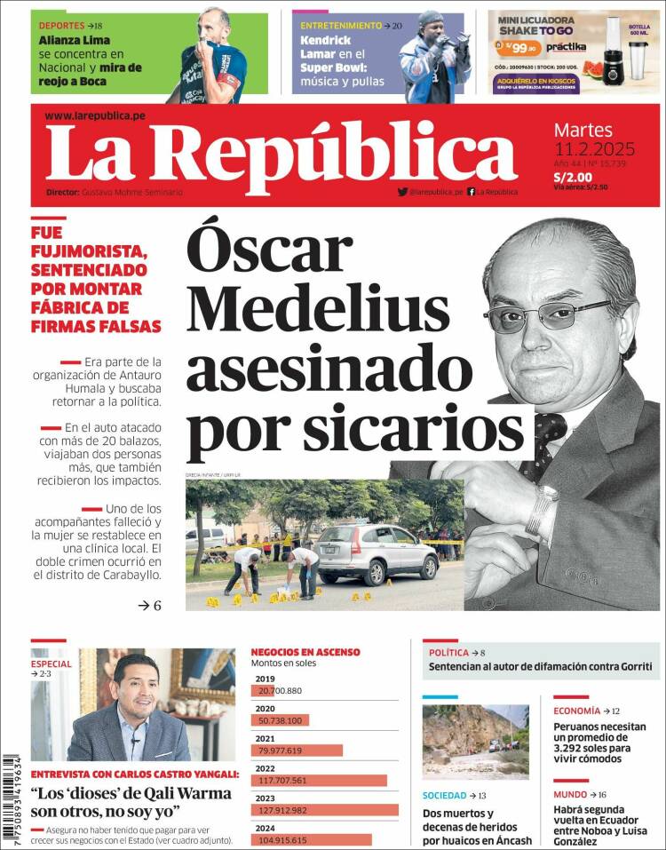 Portada de La Republica (Pérou)