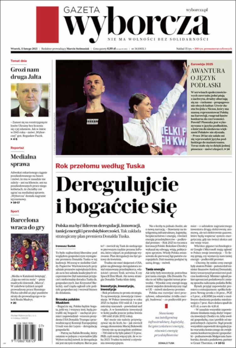 Portada de Gazeta Wyborcza (Pologne)