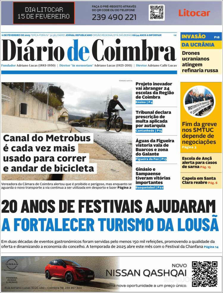 Portada de Diário de Coimbra (Portugal)