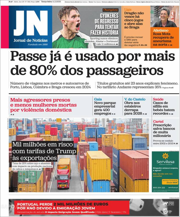 Portada de Jornal de Notícias (Portugal)