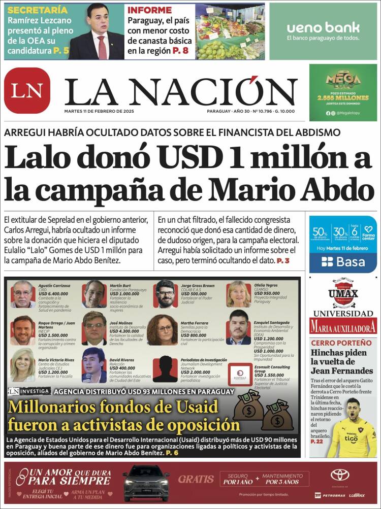 Portada de La Nación (Paraguay)