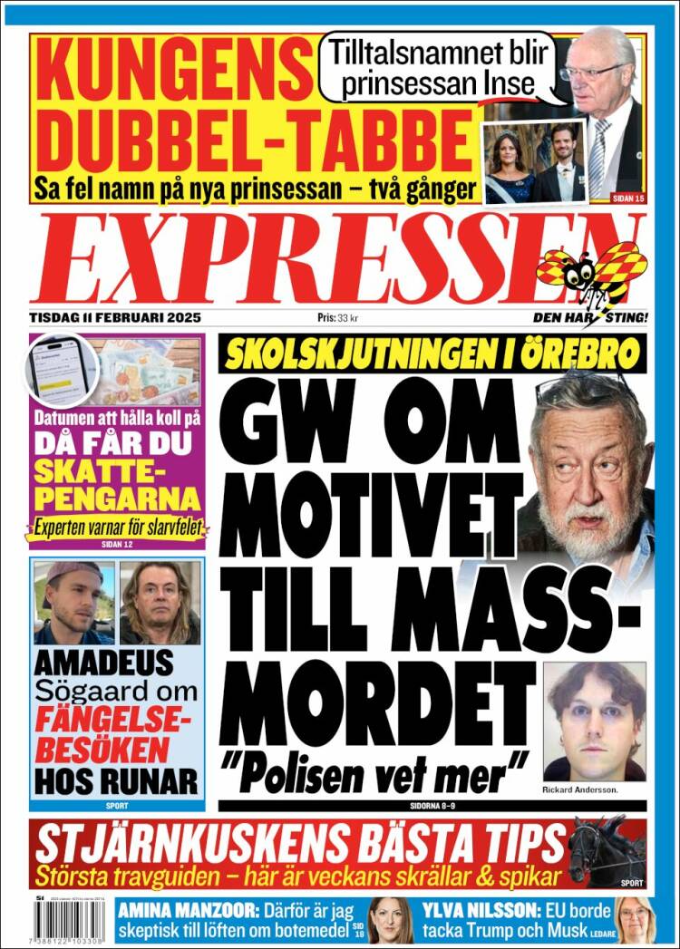 Portada de Expressen (Suecia)