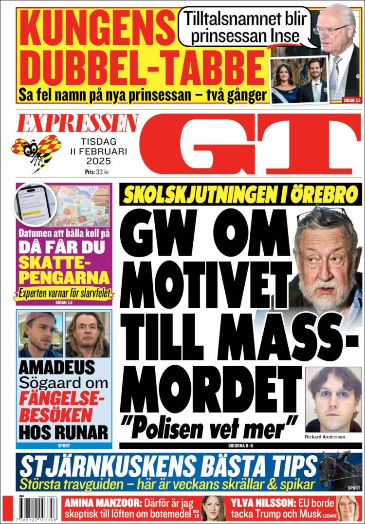 Portada de Göteborgstidningen (Suecia)