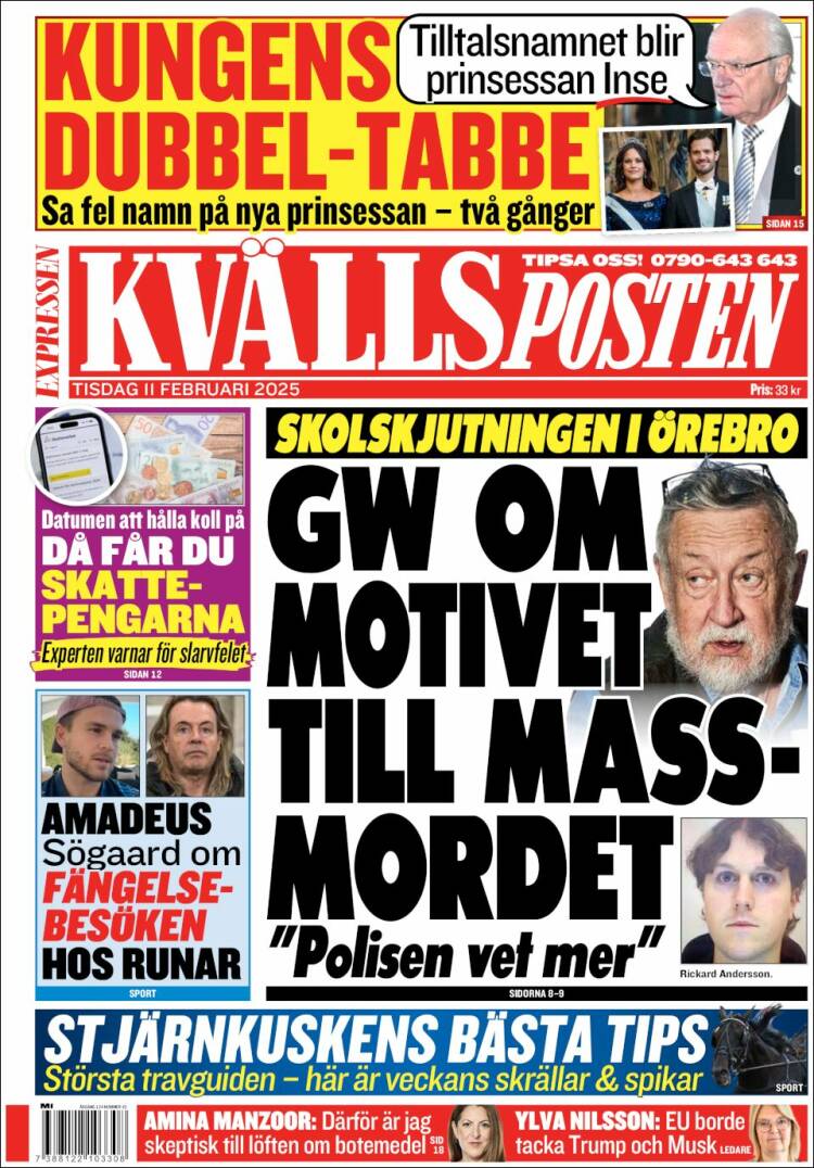 Portada de Kvällsposten (Sweden)