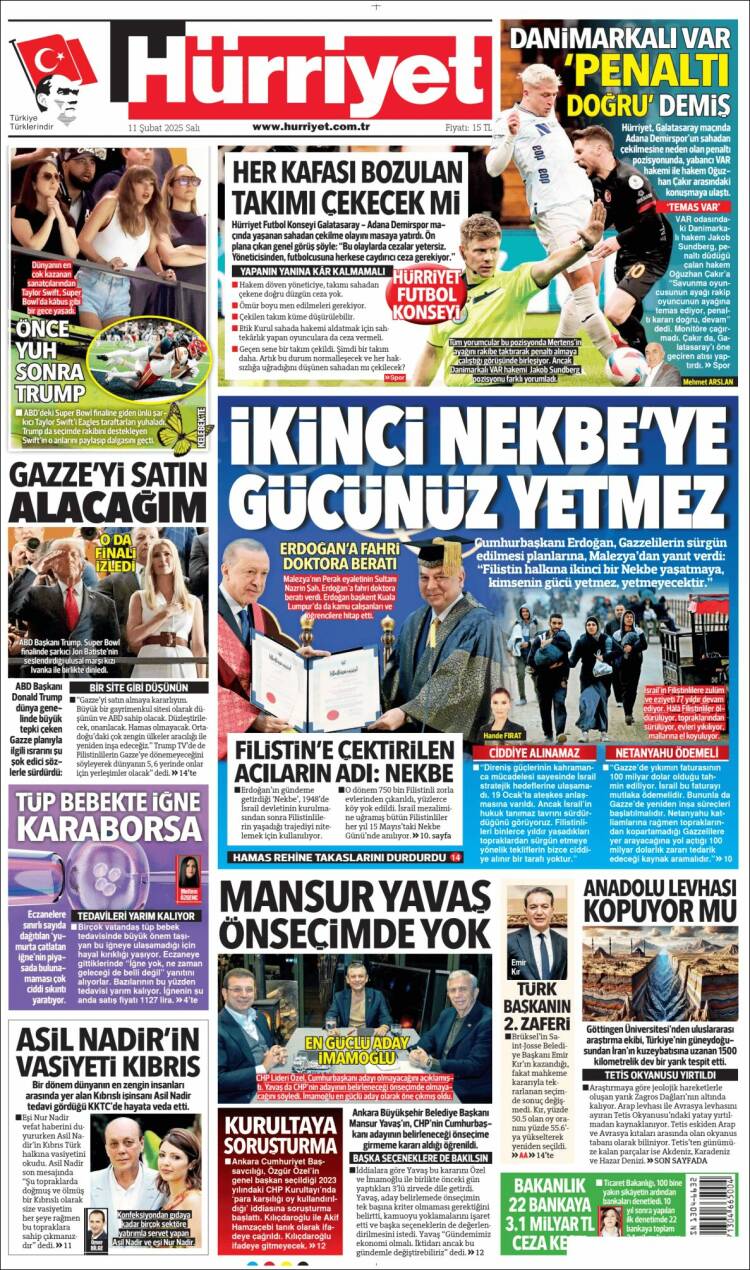 Portada de Hürriyet (Turquía)