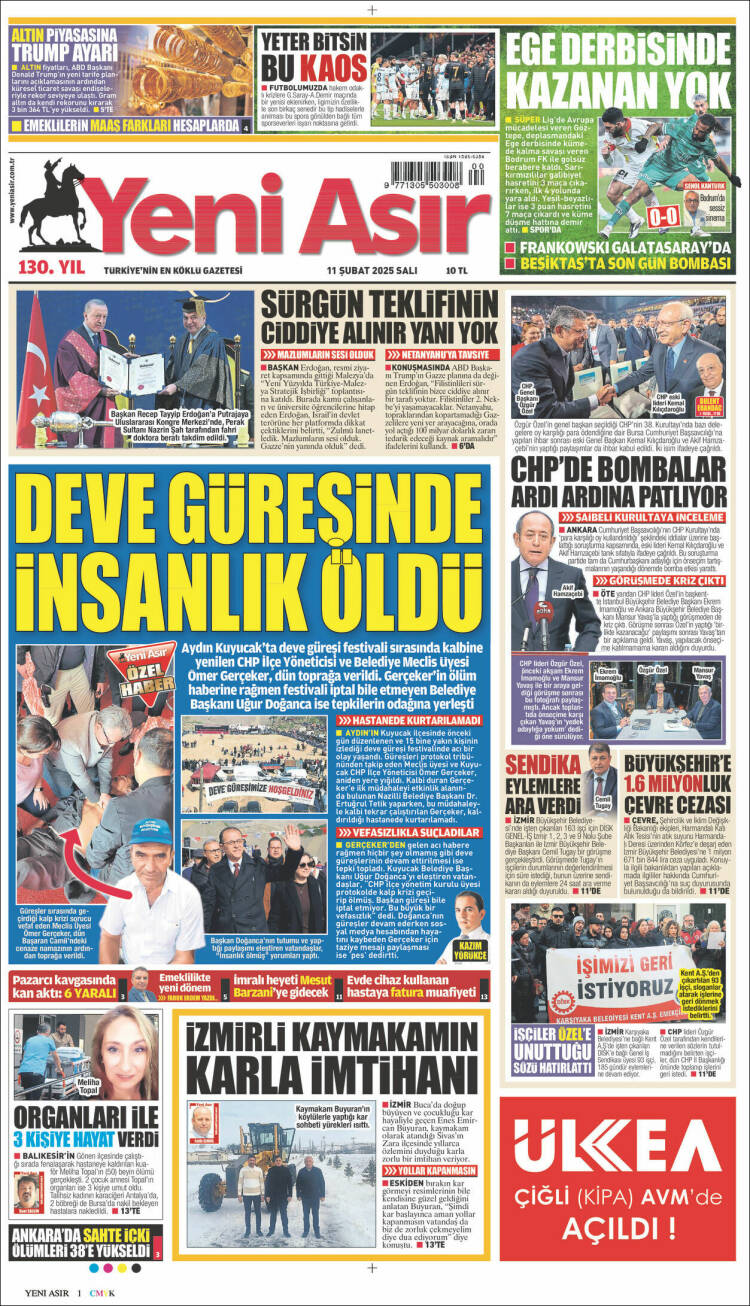 Portada de Yeni Asır (Turquía)