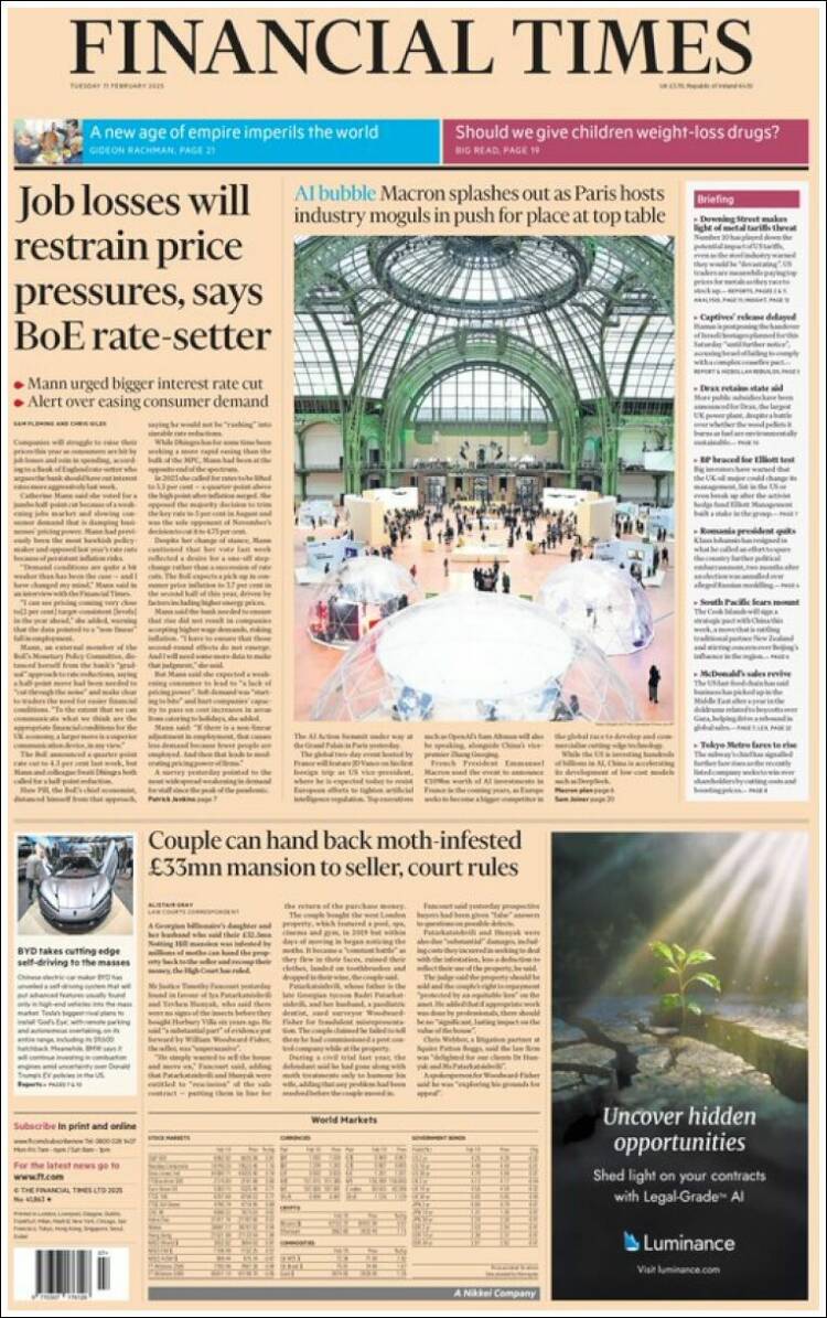 Portada de Financial Times (Royaume-Uni)