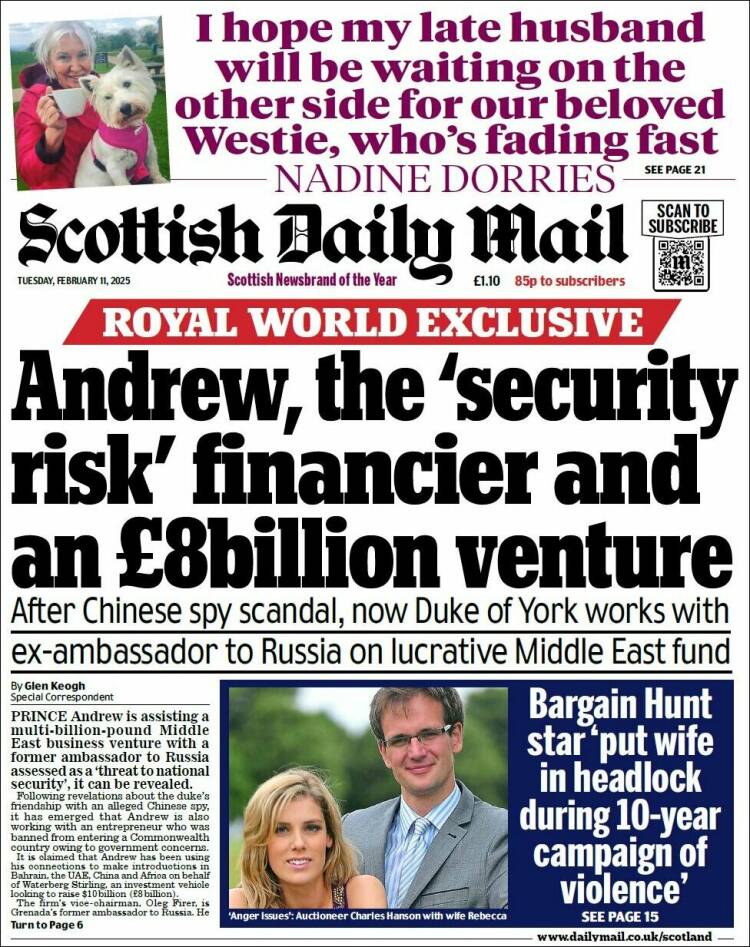 Portada de Scottish Daily Mail (Reino Unido)