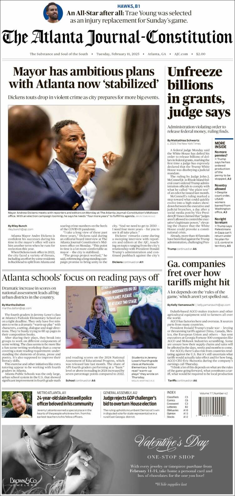 Portada de The Atlanta Journal-Constitution (USA)