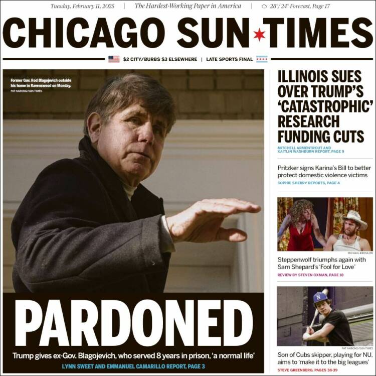 Portada de Chicago Sun-Times (USA)