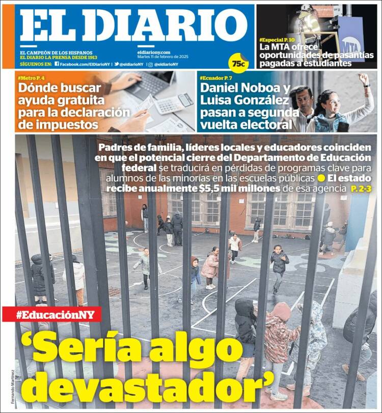 Portada de El Diario NY (USA)