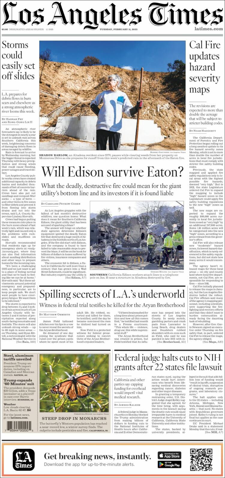 Portada de Los Angeles Times (États-Unis)