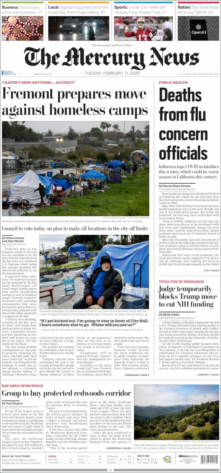 Portada de San Jose Mercury News (USA)