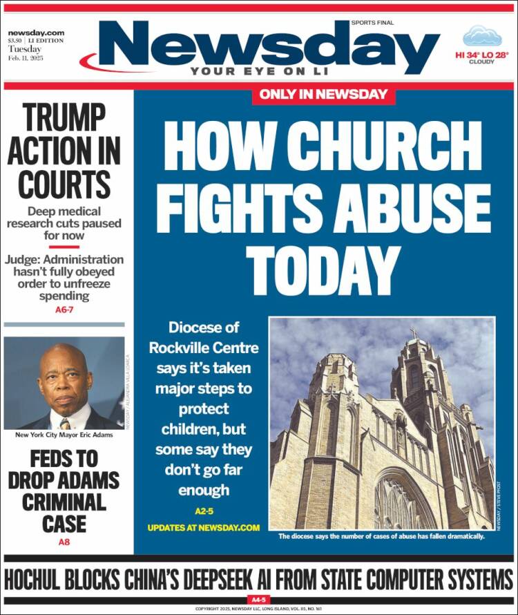 Portada de Newsday (USA)