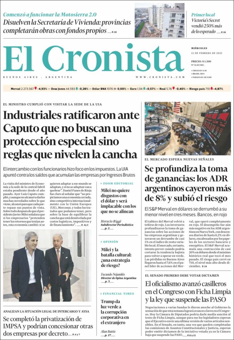 Portada de El Cronista Comercial (Argentina)