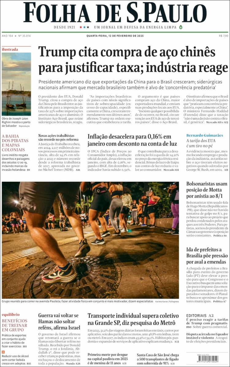 Portada de Folha de São Paulo (Brasil)