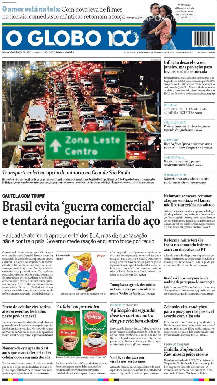 Portada de O Globo (Brasil)