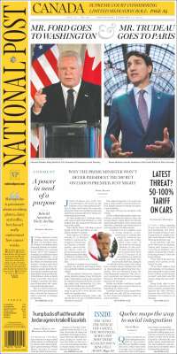 Portada de The National Post (Canada)