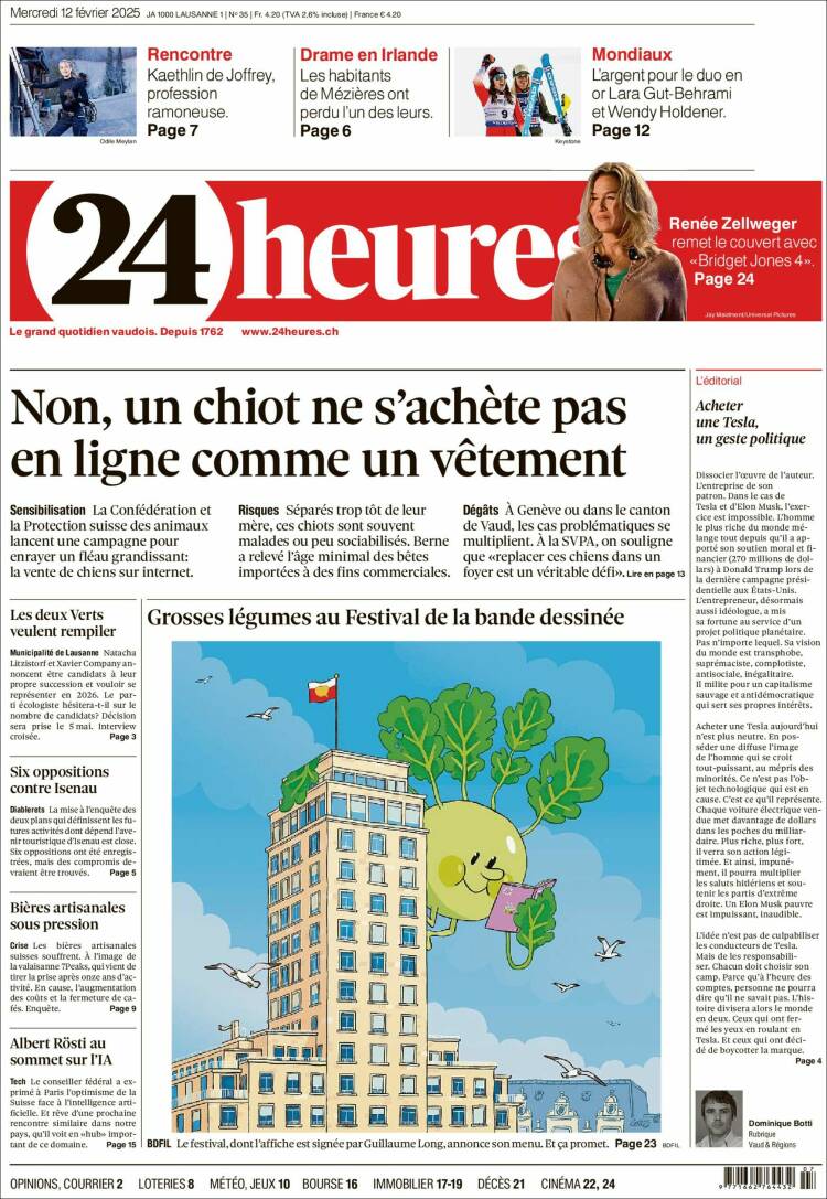 Portada de 24 Heures (Suiza)