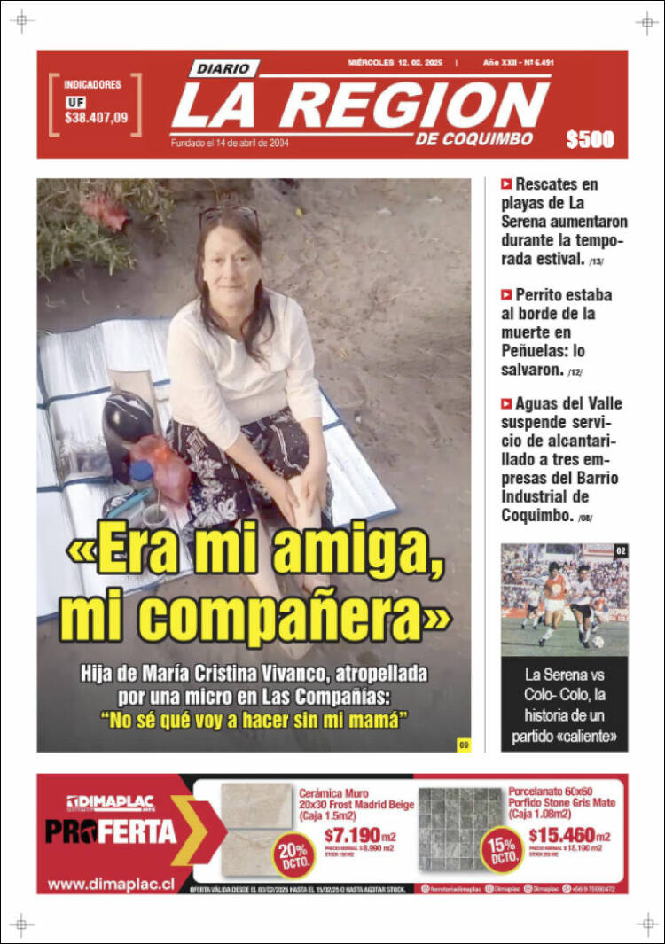 Portada de Diario La Región de Coquimbo (Chile)