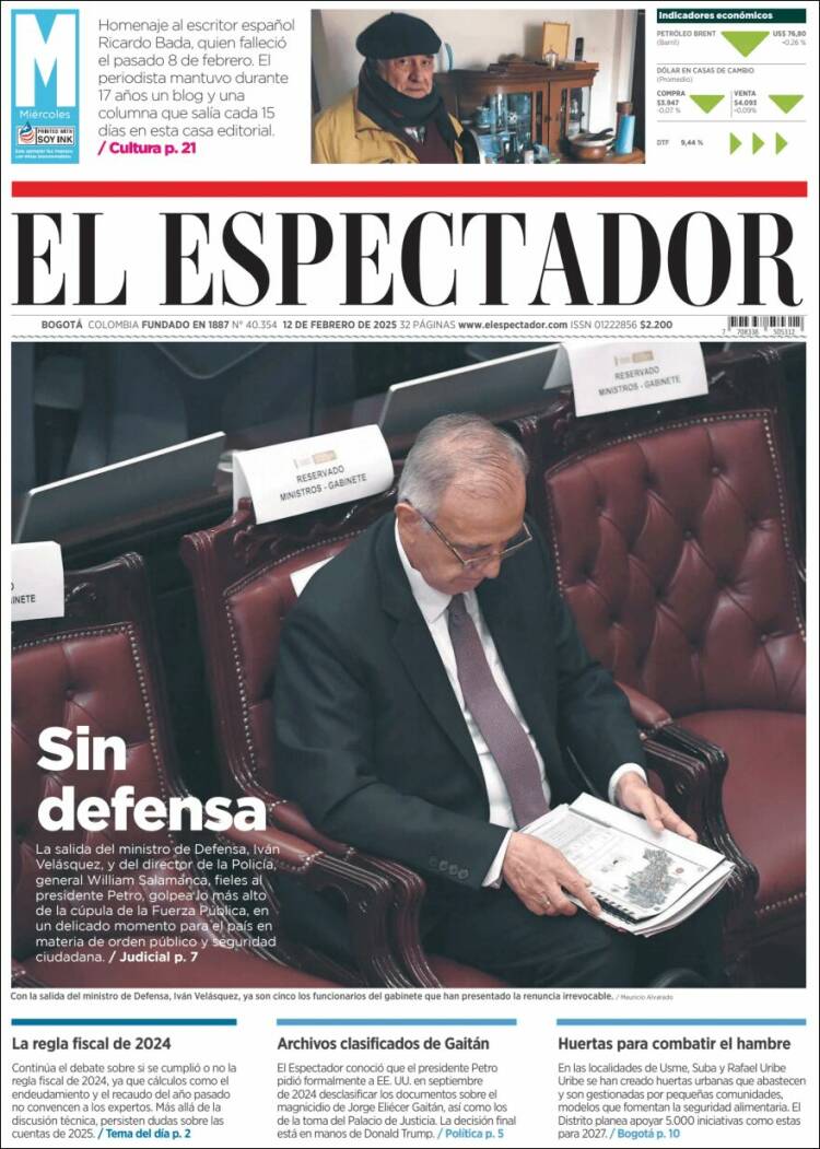 Portada de El Espectador (Colombia)