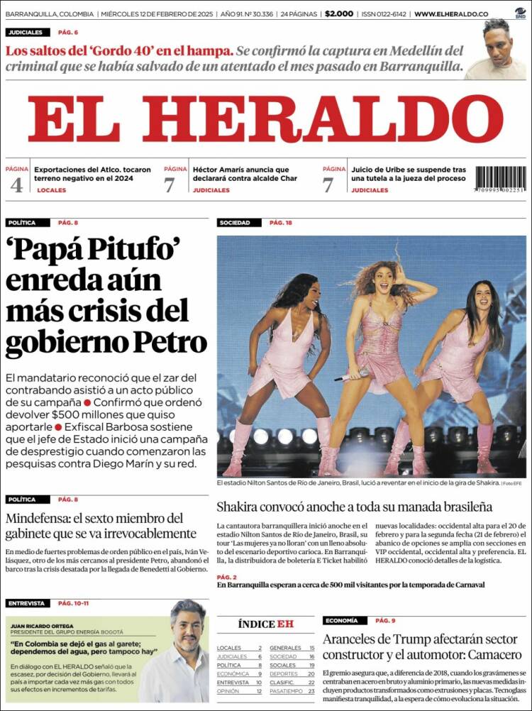 Portada de El Heraldo (Colombie)